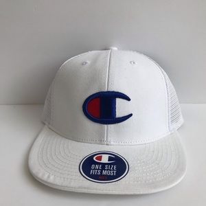 New Champion Big C White Mesh SnapBack Hat